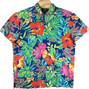 Polo Ralph Lauren Featherweight Mesh Chinese Dragon Floral Mens Shirt Size XXL‎